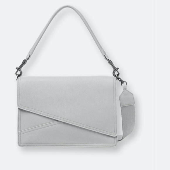 BOTKIER Gray Double Dual Strap leather handbag New Crosstown Hobo Purse Rare